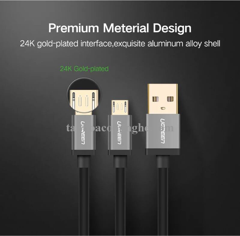Ugreen 30571 0.5m màu xanh Cáp USB-A 2.0 sang Micro USB + USB-C US196 30030571